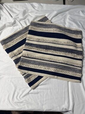 Magnolia Home Pillow Covers Set Navy Cream Wool Blend 12.5” Farmhouse